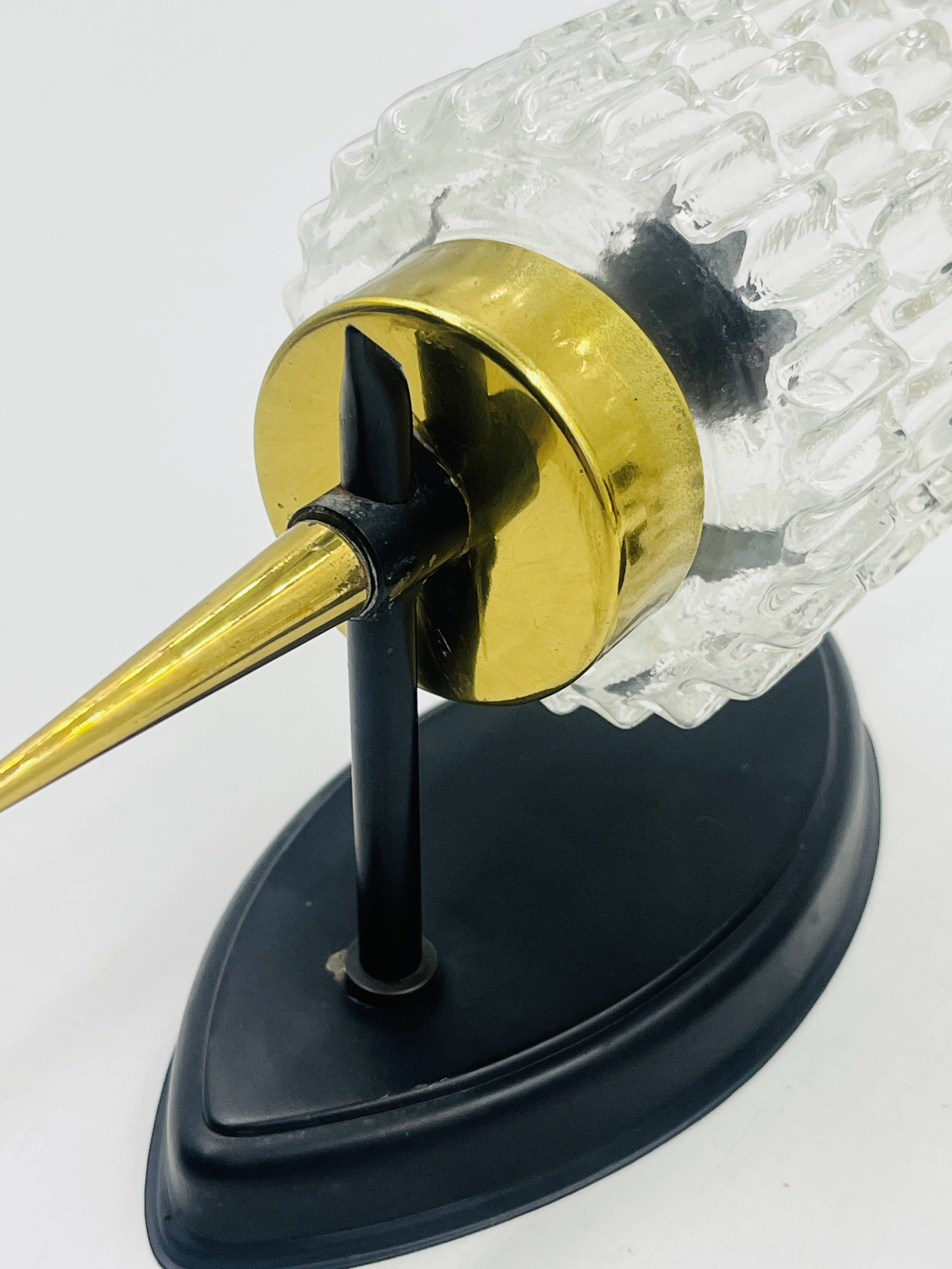 Pair of vintage wall lights with textured glass, attributed to Maison Arlus.