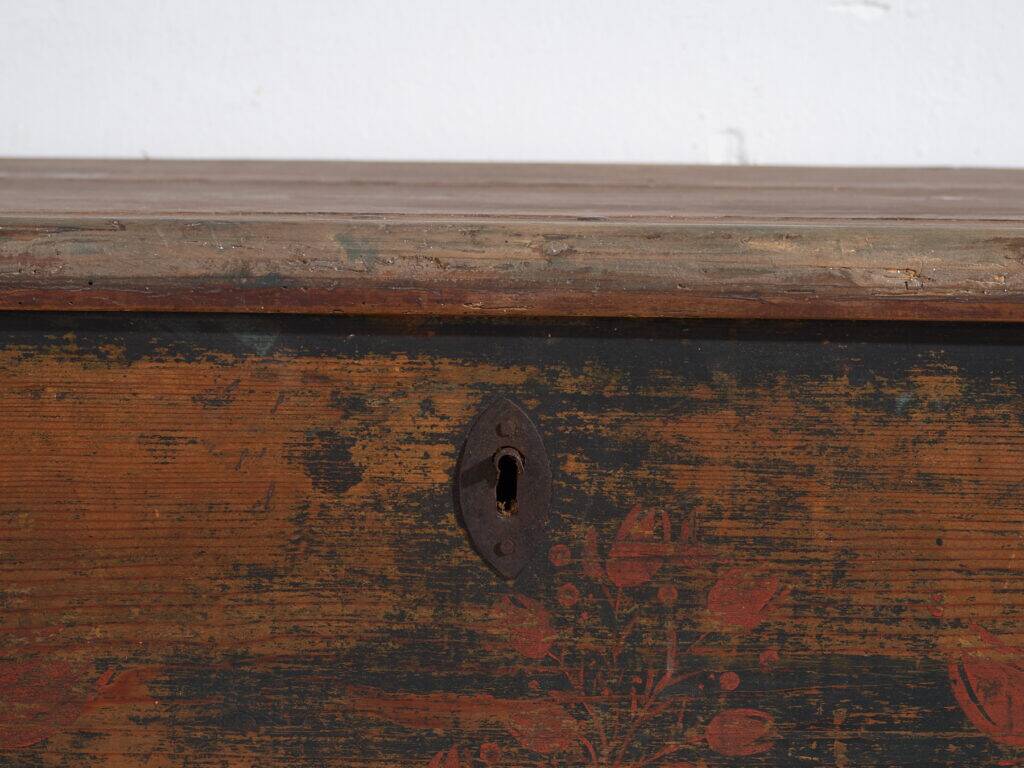 Antique folk art pine chest – Central Europe (c. 1900–1920)