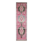 Tapis de couloir turc en laine et coton noué à la main, années 1970