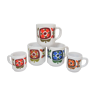 Trois mugs et deux tasses décor fleurs design Jean-Charles Meunier années 70