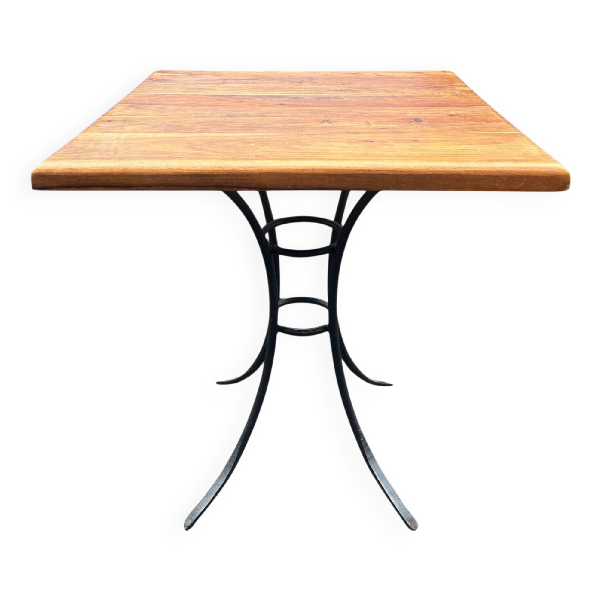 Vintage bistro table wood & wrought iron