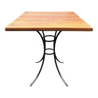 Vintage bistro table wood & wrought iron