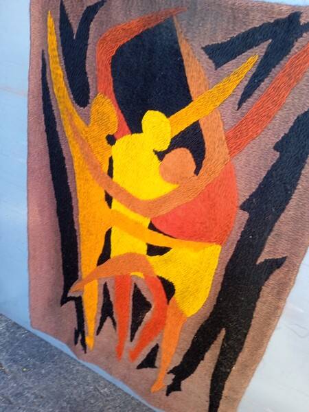 Vintage design canvas tapestry from the 70s