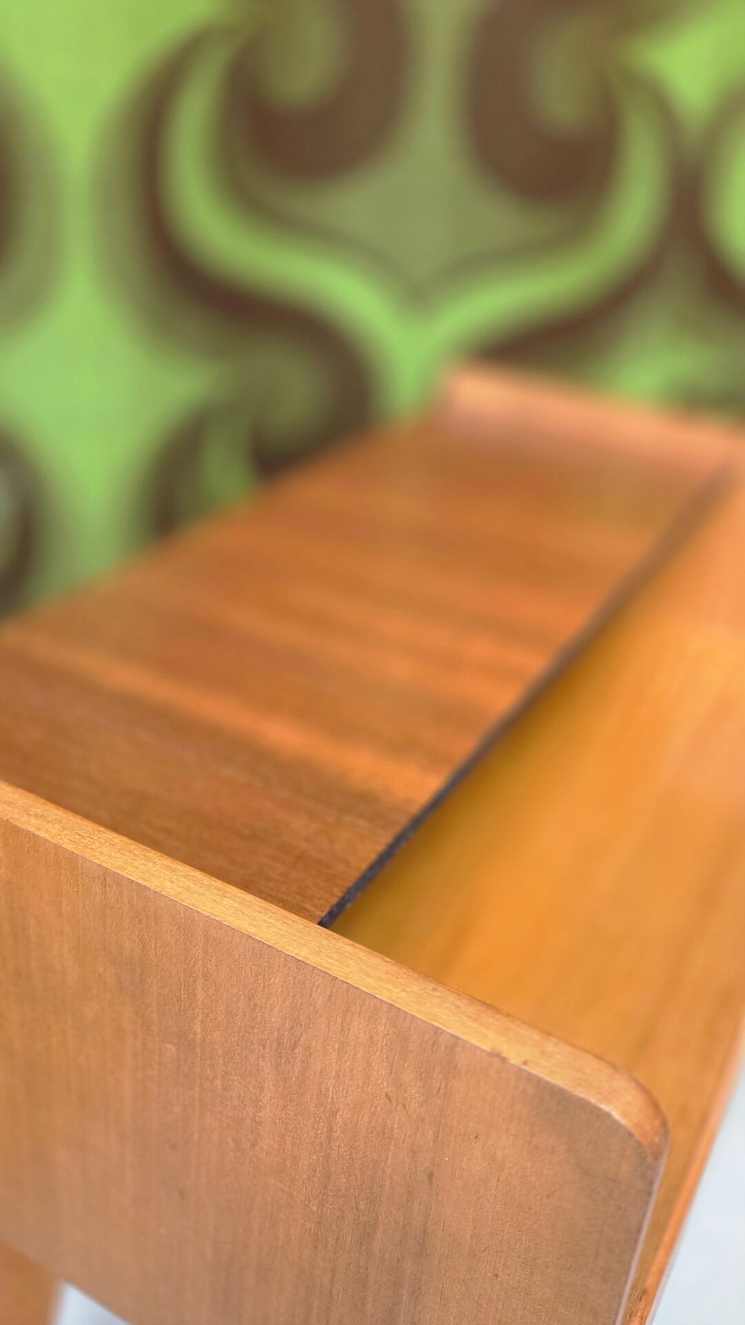Many bedside tables, vintage, Scandinavian, light wood, 1960s.