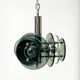 Large Space Age Pendant Lamp VECA in Chrome Metal and Glass, 1970s