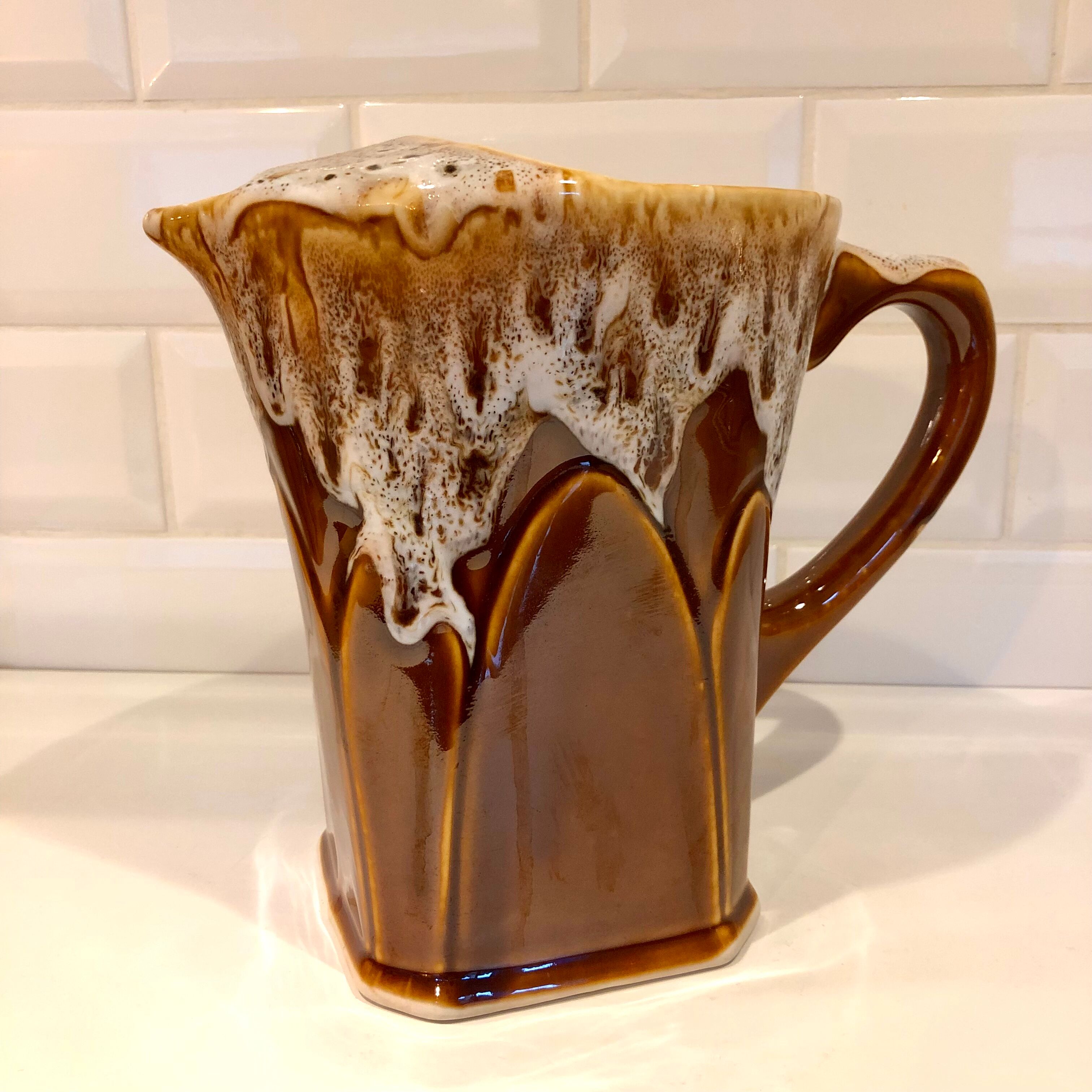 Enamelled ceramic pitcher from the 50s