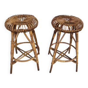 Paire de tabourets de bar bambou