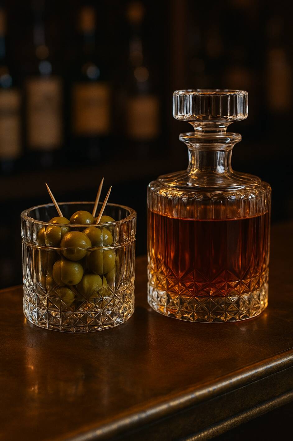 Crystal carafe and ice bucket from Val Saint Lambert – Elegance for the bar.