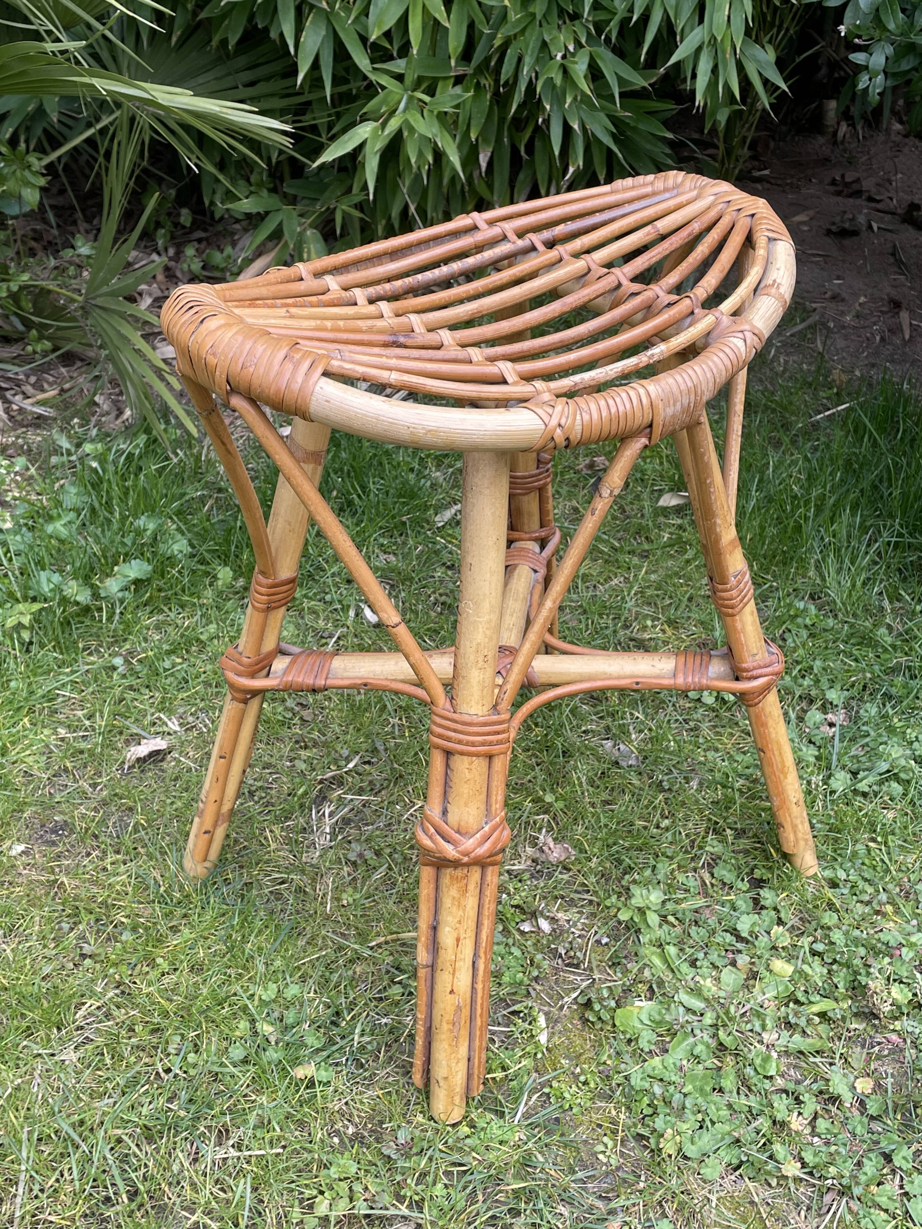 Vintage rattan stool