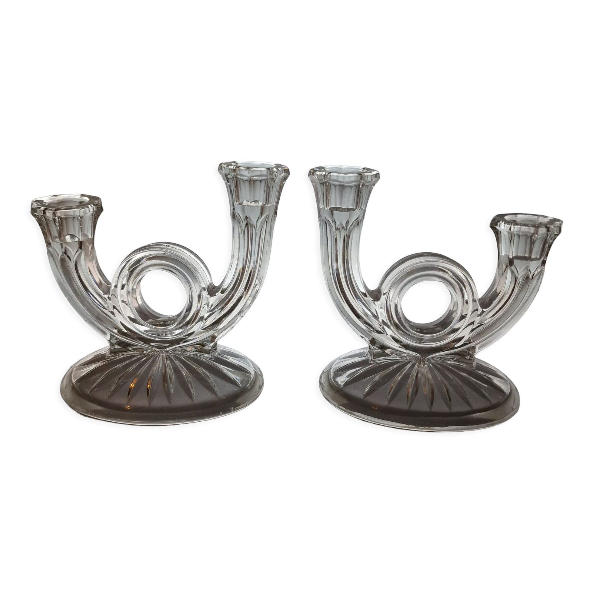 Bougeoirs Glass Belgium - XXth century