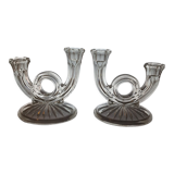 Bougeoirs Glass Belgium - XXth century