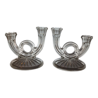 Bougeoirs Glass Belgium - XXth century