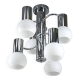 Vintage Italian Chrome and Opaline Chandelier