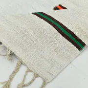 Off White & Cream Mid Century Modern Kilim Rug, Bohemian Living Room Carpet