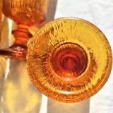 9 orange-stemmed wine glasses circa 1970