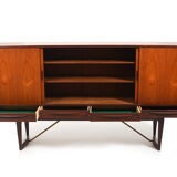 Danish teak and brass highboard by Sofus Jørgensen 1960s