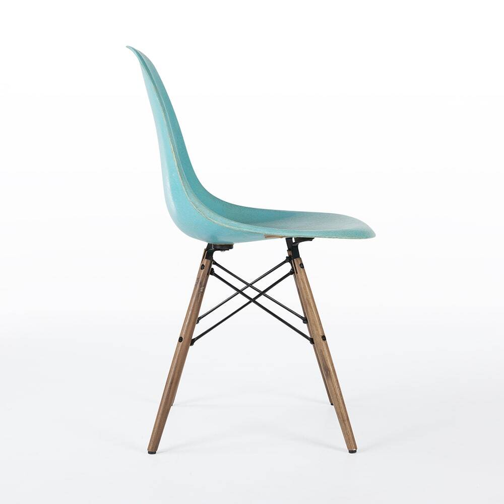 Turquoise Herman Miller Original Vintage Eames DSW Side Shell Chair