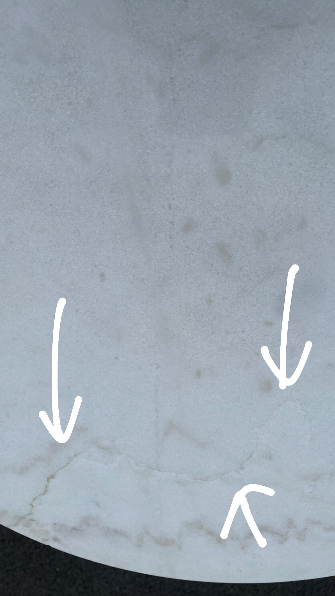 Round bistro table in white marble