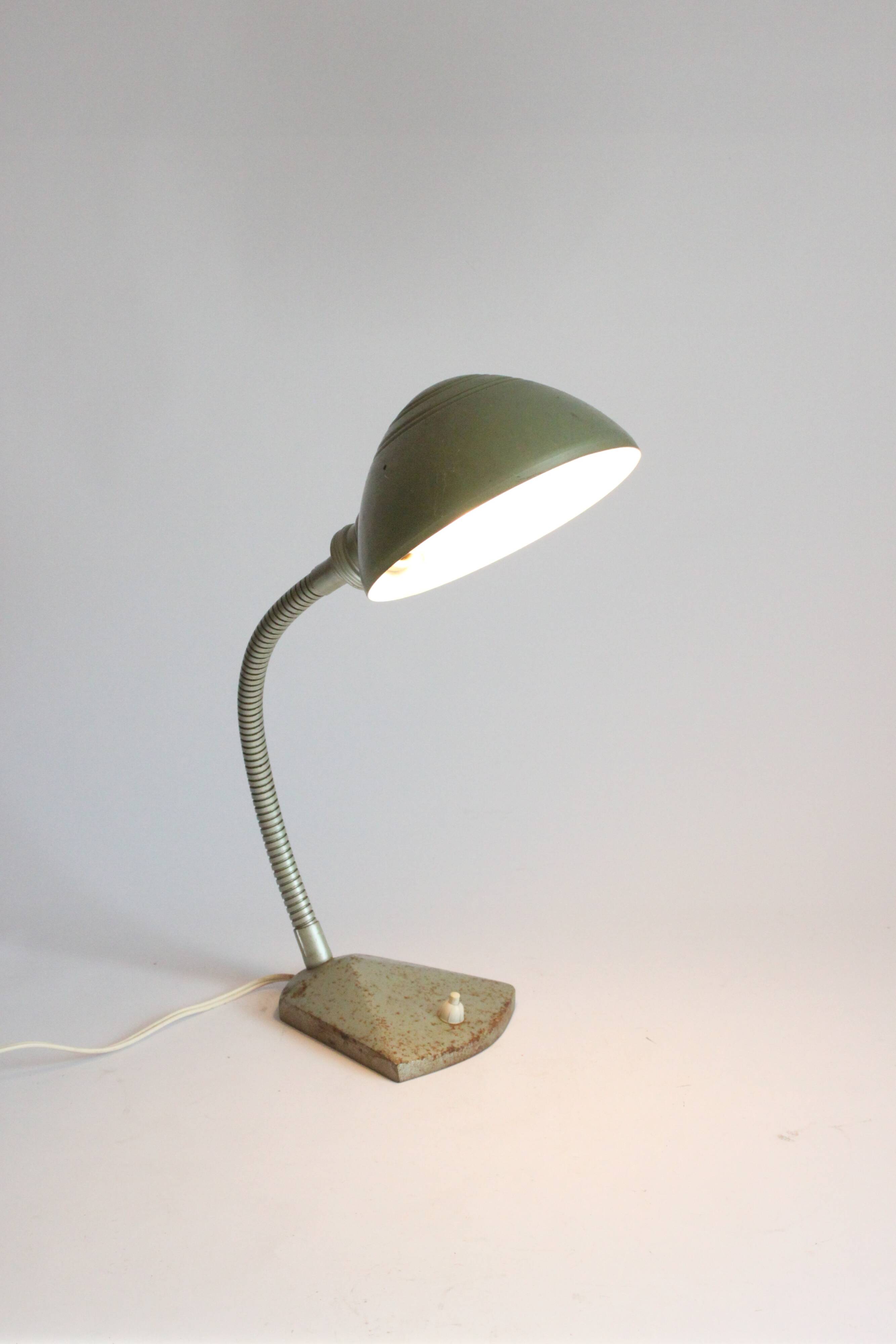 Art deco Gooseneck Desk Lamp By Erpé, Belgium 1930S