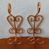 Pair of vintage gold coat hooks