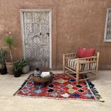 Colorful Boucherouite Berber rug - 140 x 167 cm