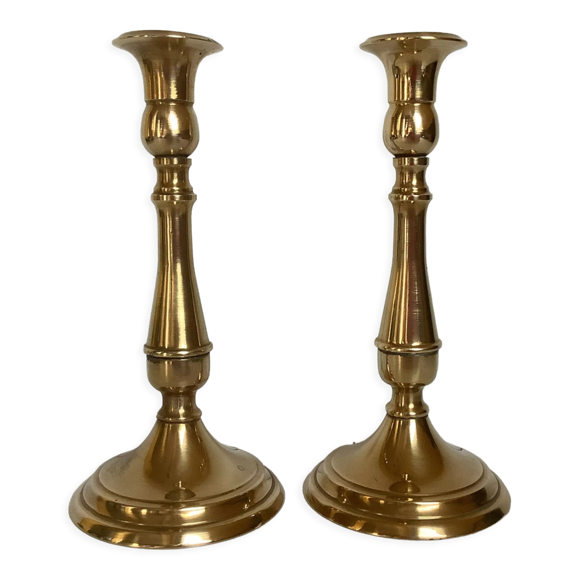 Pair of brass candle holders