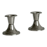 Pair of small, lightweight, beaded metal candle holders