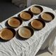 Set of 7 small flat dessert plates in orange stoneware D18