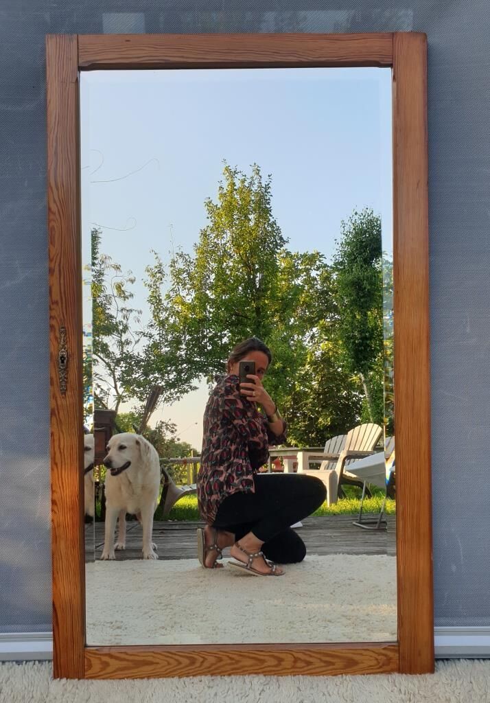 Beveled Ice Pine Door Mirror 64X120