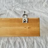 Vintage wooden coat rack - 4 cast aluminum hooks