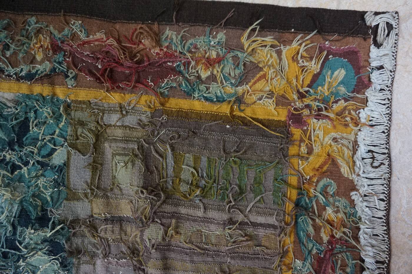 Tapisserie Aubusson française antique avec scène romantique