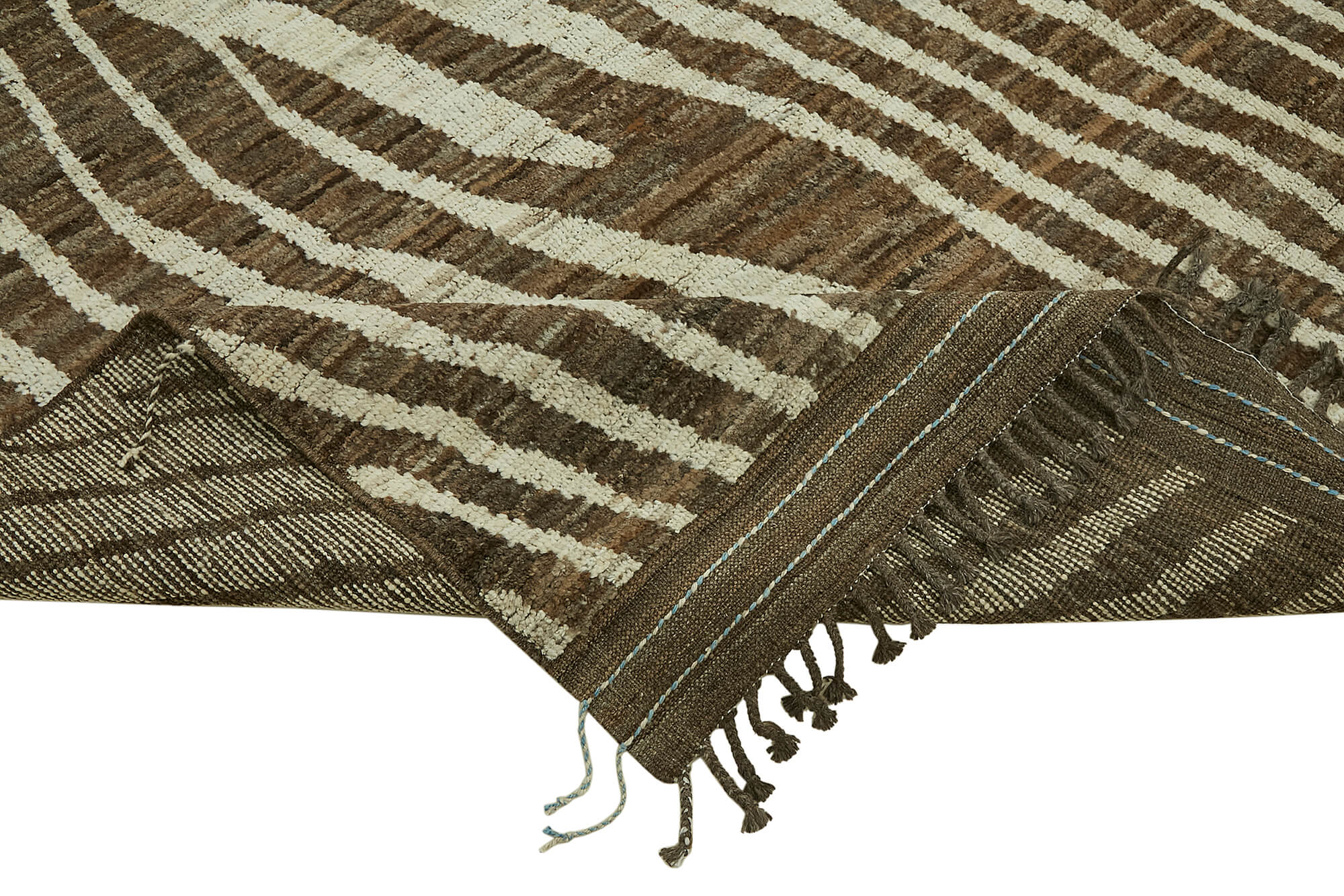Tapis en laine brun fait main, unique en son genre, 286 cm x 370 cm.