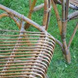 Vintage rattan lounge set 4 armchairs and table