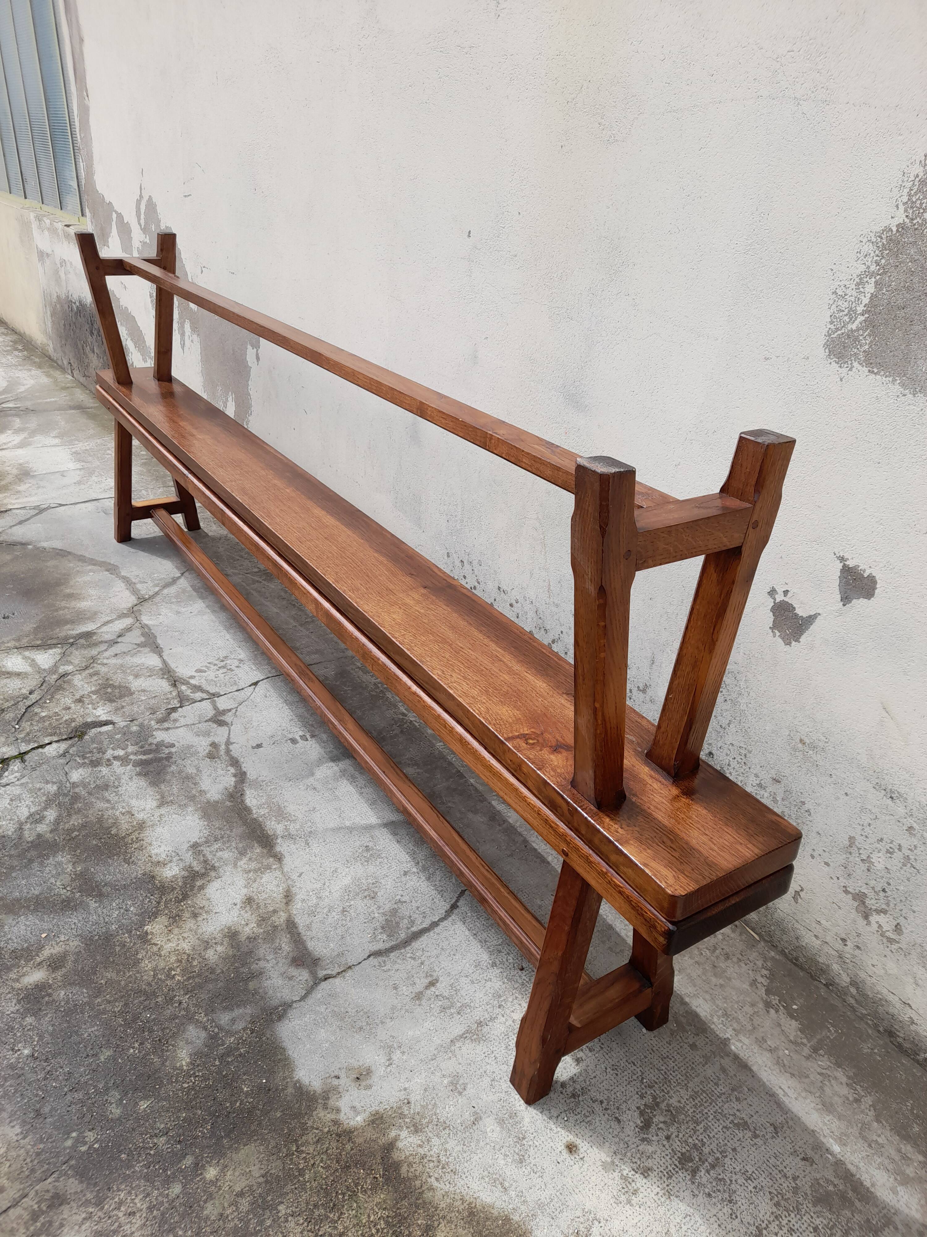 Pair of old oak farm benches -2m75