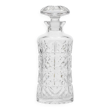 Grande carafe en verre taillé avec large bouchon circulaire plat