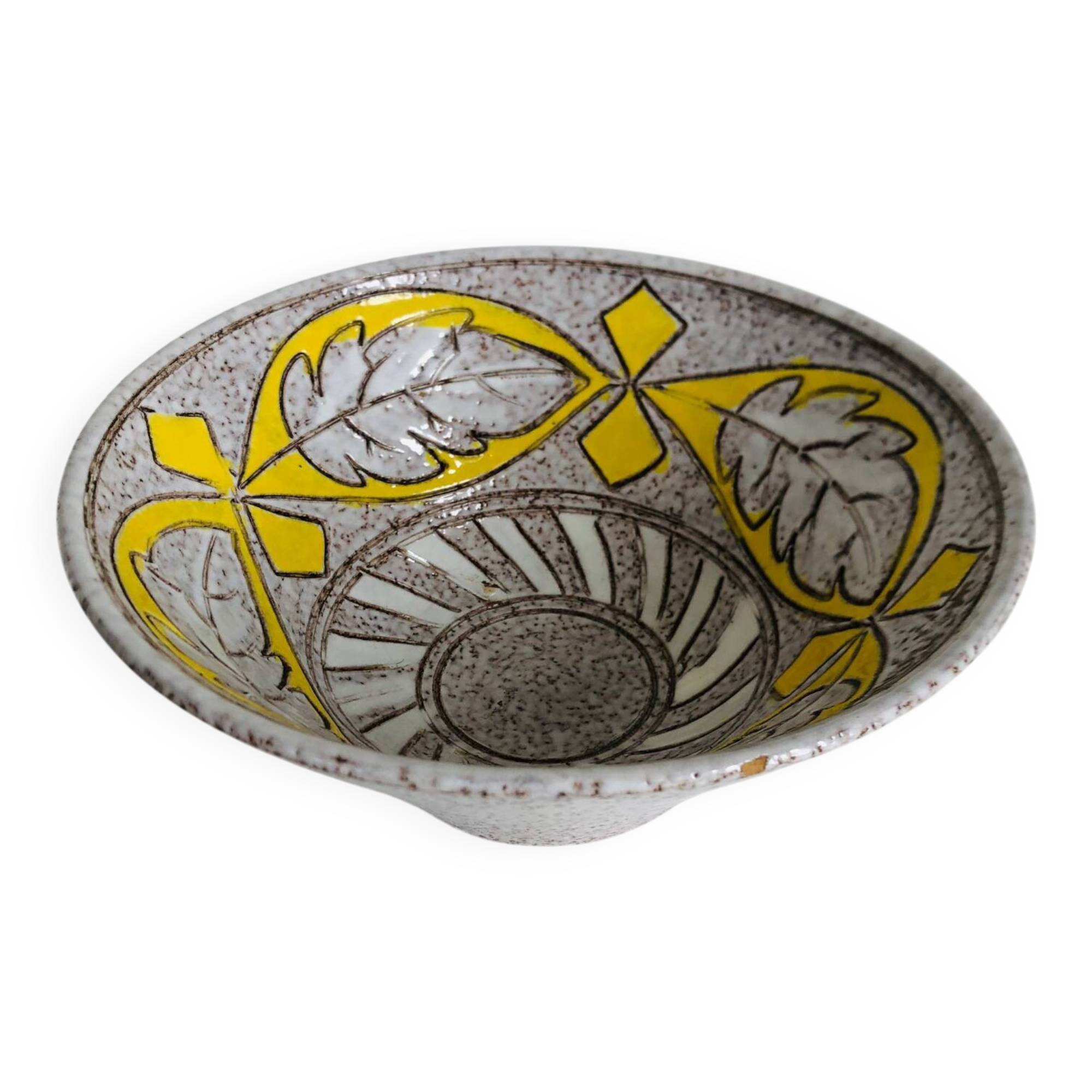 Trapezoidal vase by Fratelli Fanciullaci with plant decoration