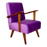 Fauteuil loft vintage en velours violet - 2 pièces disponibles