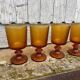 8 vintage amber moulded glass glasses
