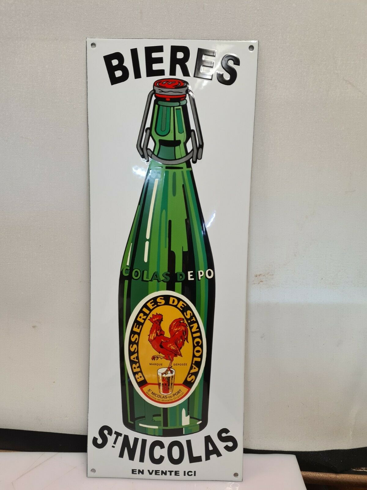 Plaque émaillée bière st nicolas