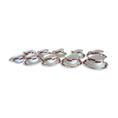 10 vintage coffee cups and 9 saucers, Salins earthenware, 1950