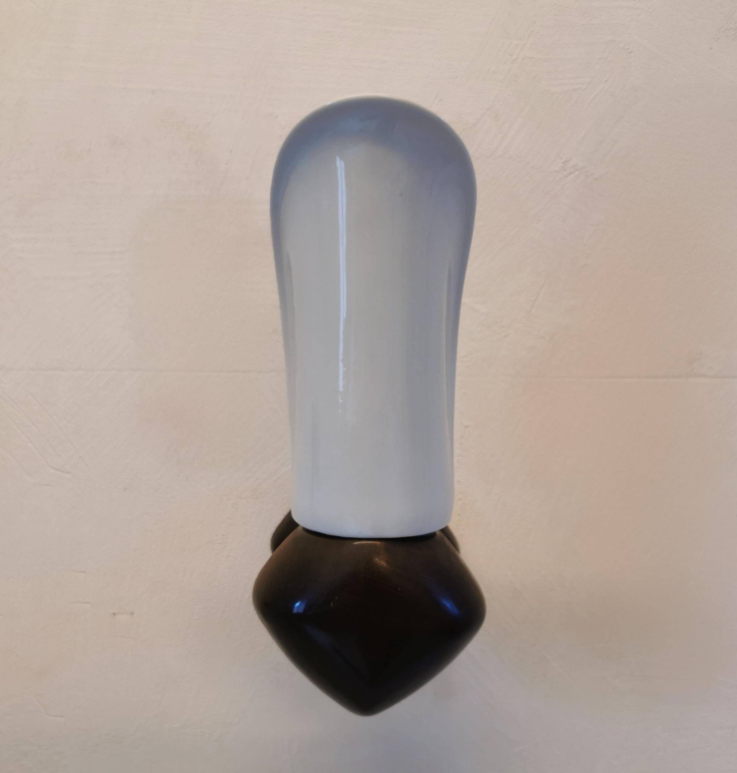 Pair of wood and earthenware sconces