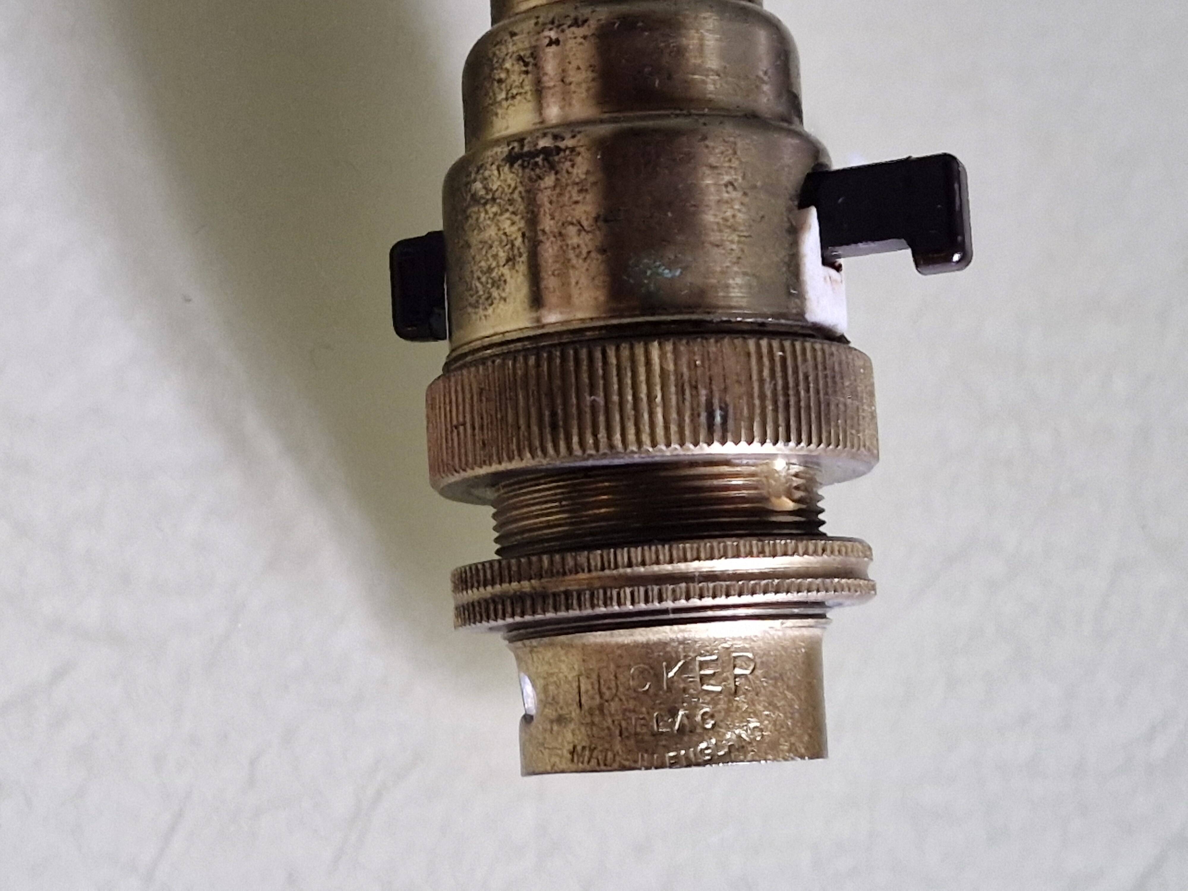 Old bronze lamp base, brown patina - Made in England