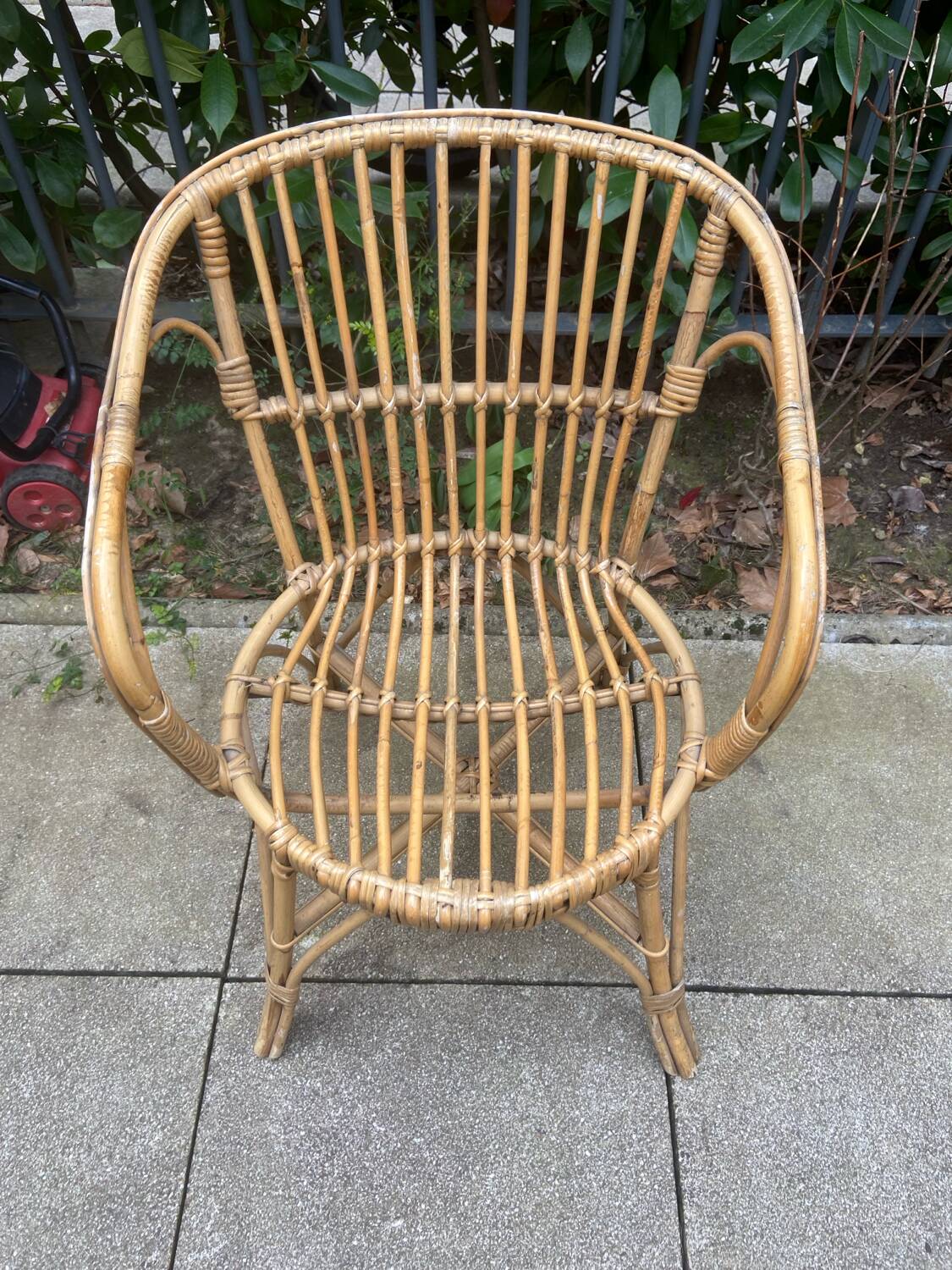 Natural rattan armchair
