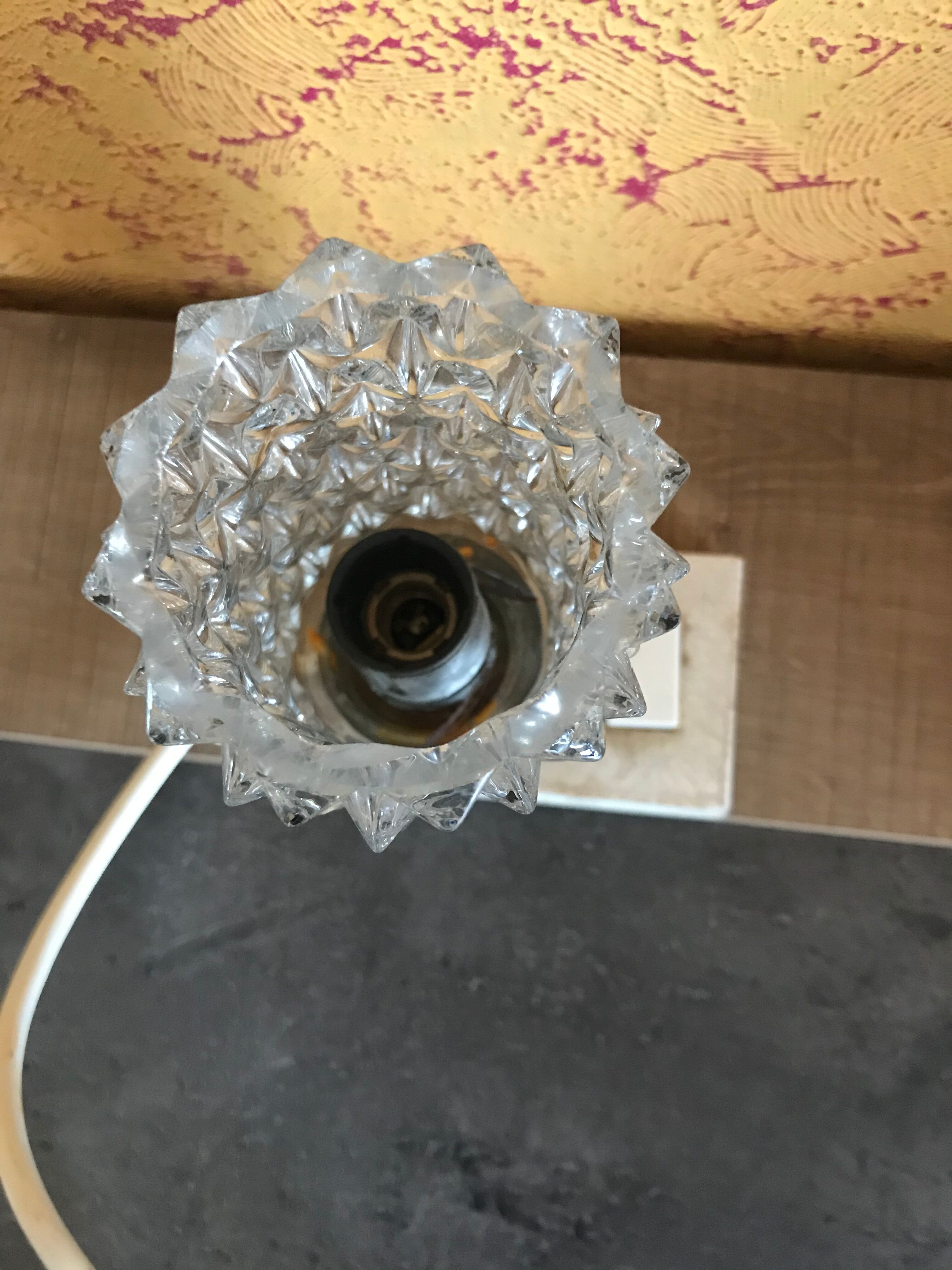 Structured glass bedside lamp 60s/70s hillebrand