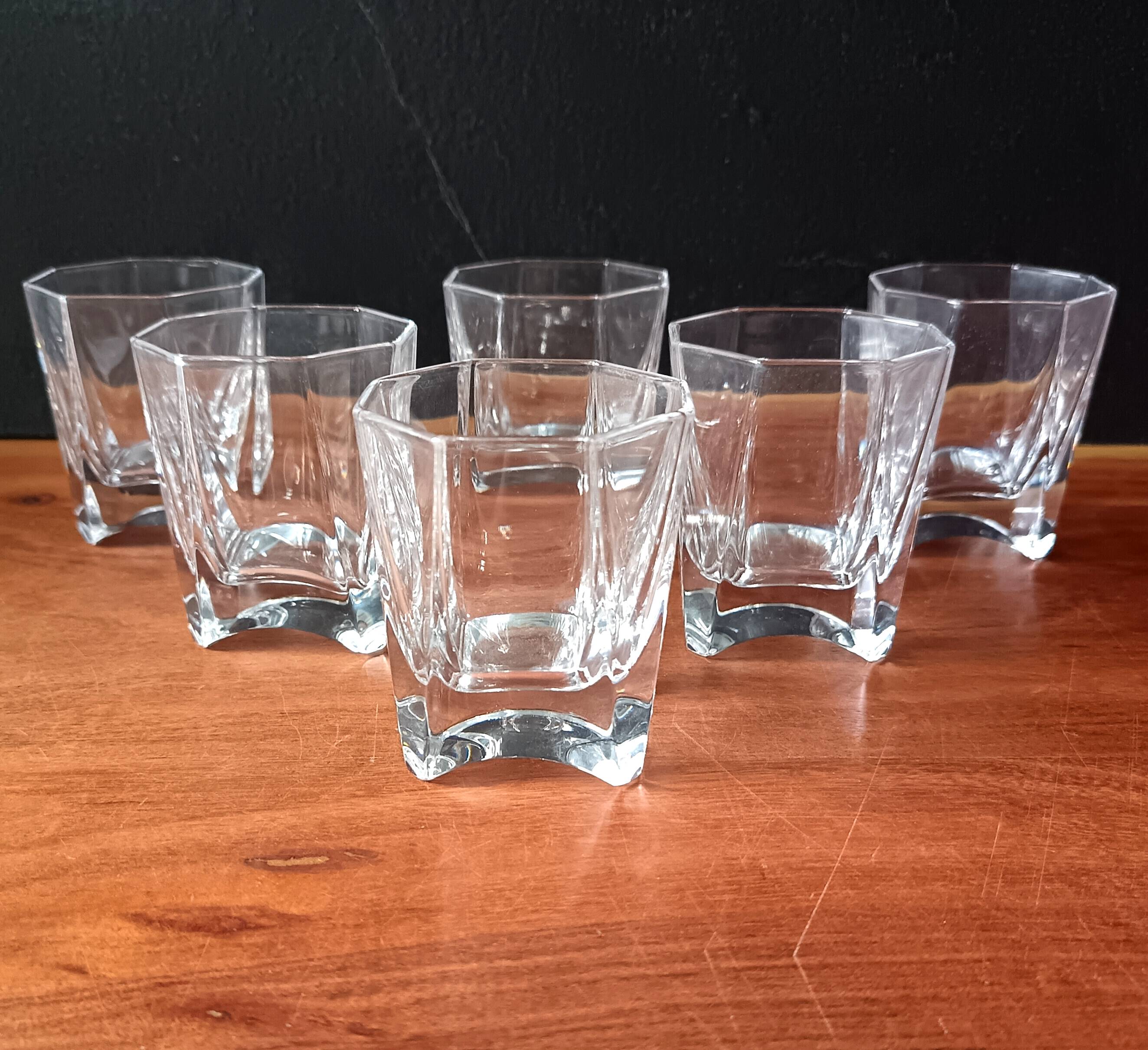 6 verres à whisky verre pressé transparent vintage