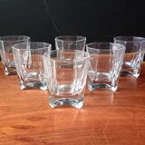 6 verres à whisky verre pressé transparent vintage