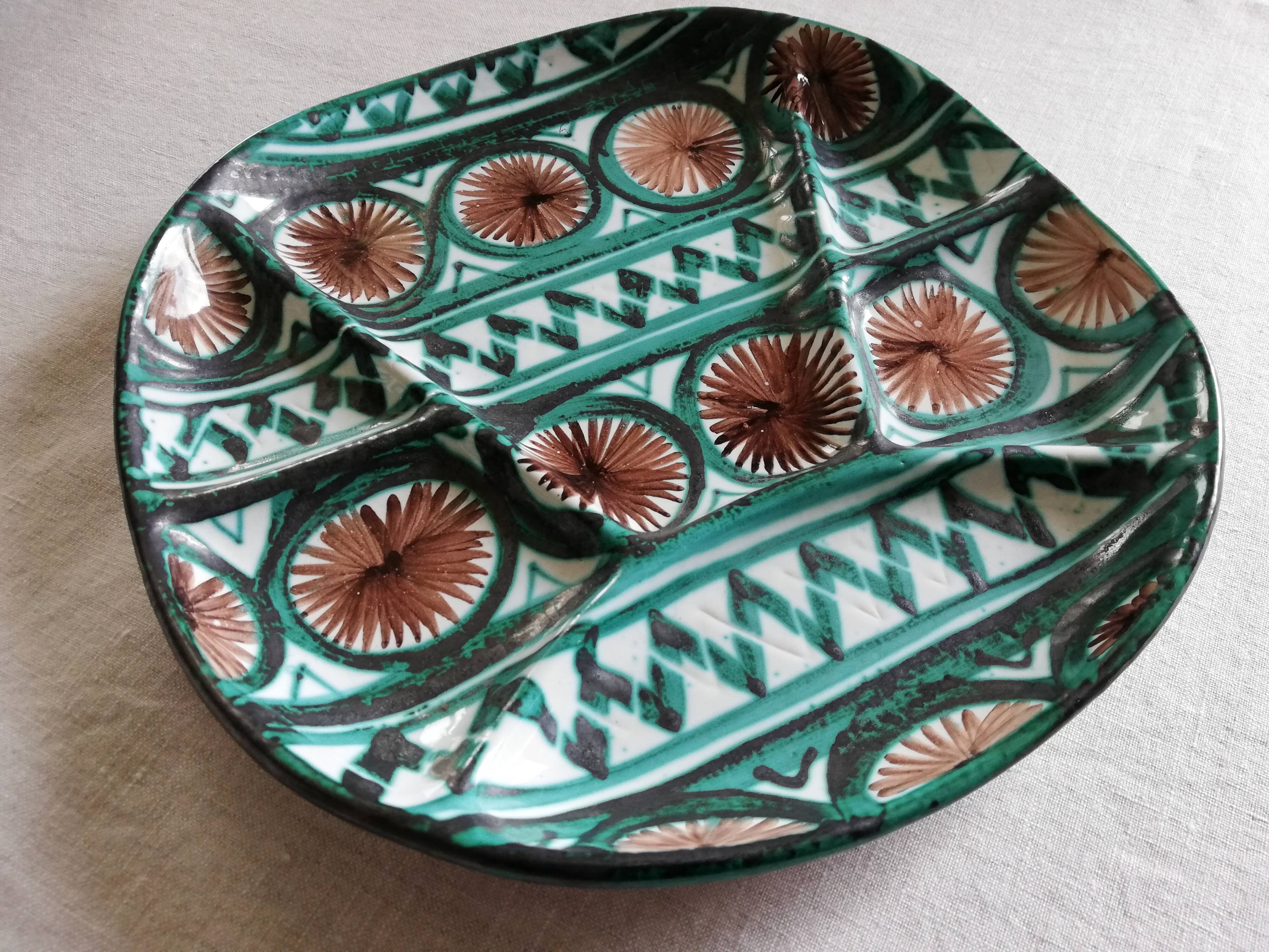 Set 6 compartment plates Robert Picault Vallauris