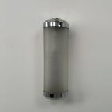 Vintage tubular Art Deco wall light, chrome metal, frosted glass, France, 1930.