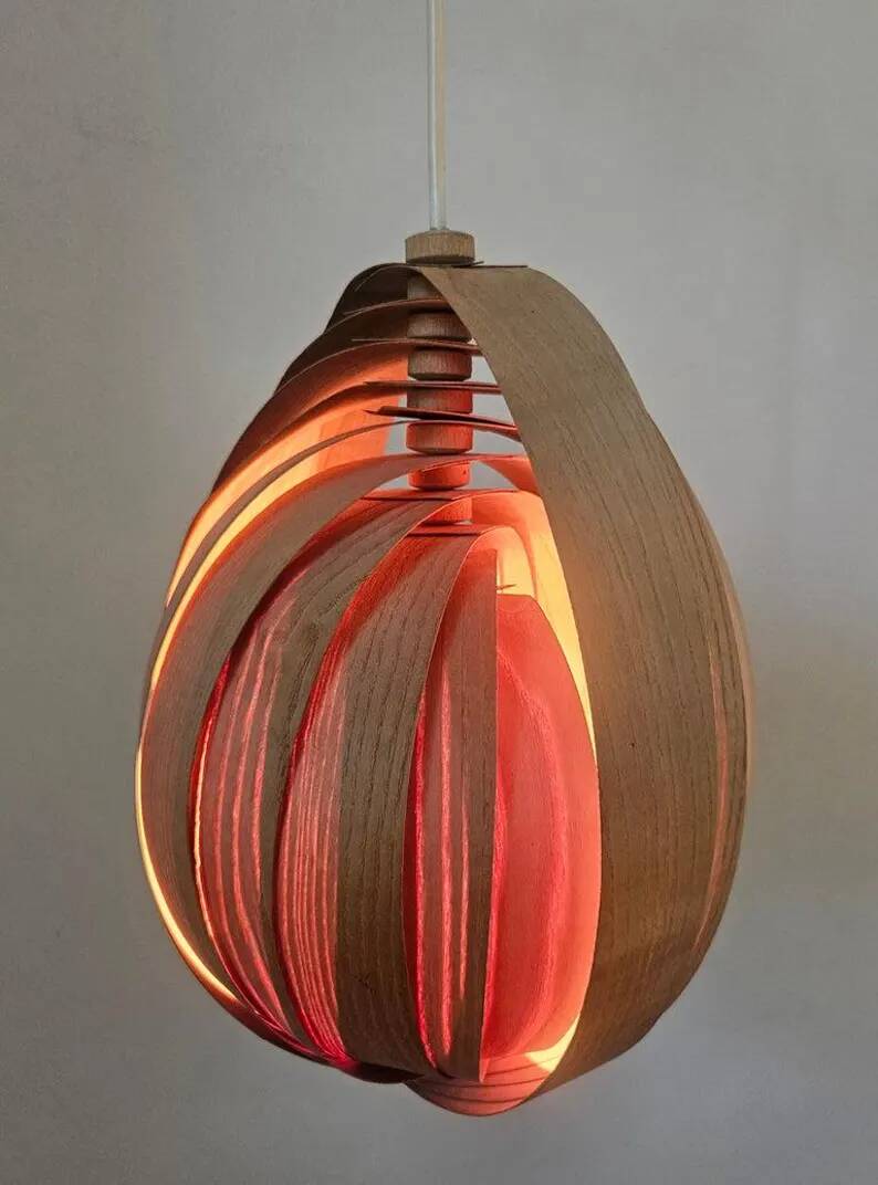 Rare Midcentury Wooden Pendant in style of Hans-Agne Jakobsson, Sweden, 1960s
