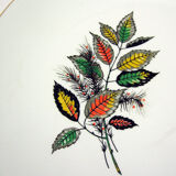 6 flat porcelain plates - foliage decoration Sous-Bois - Digoin & Sarreguemines France